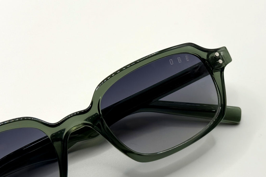 OBE 001 Olive sunglasses, lens detail
