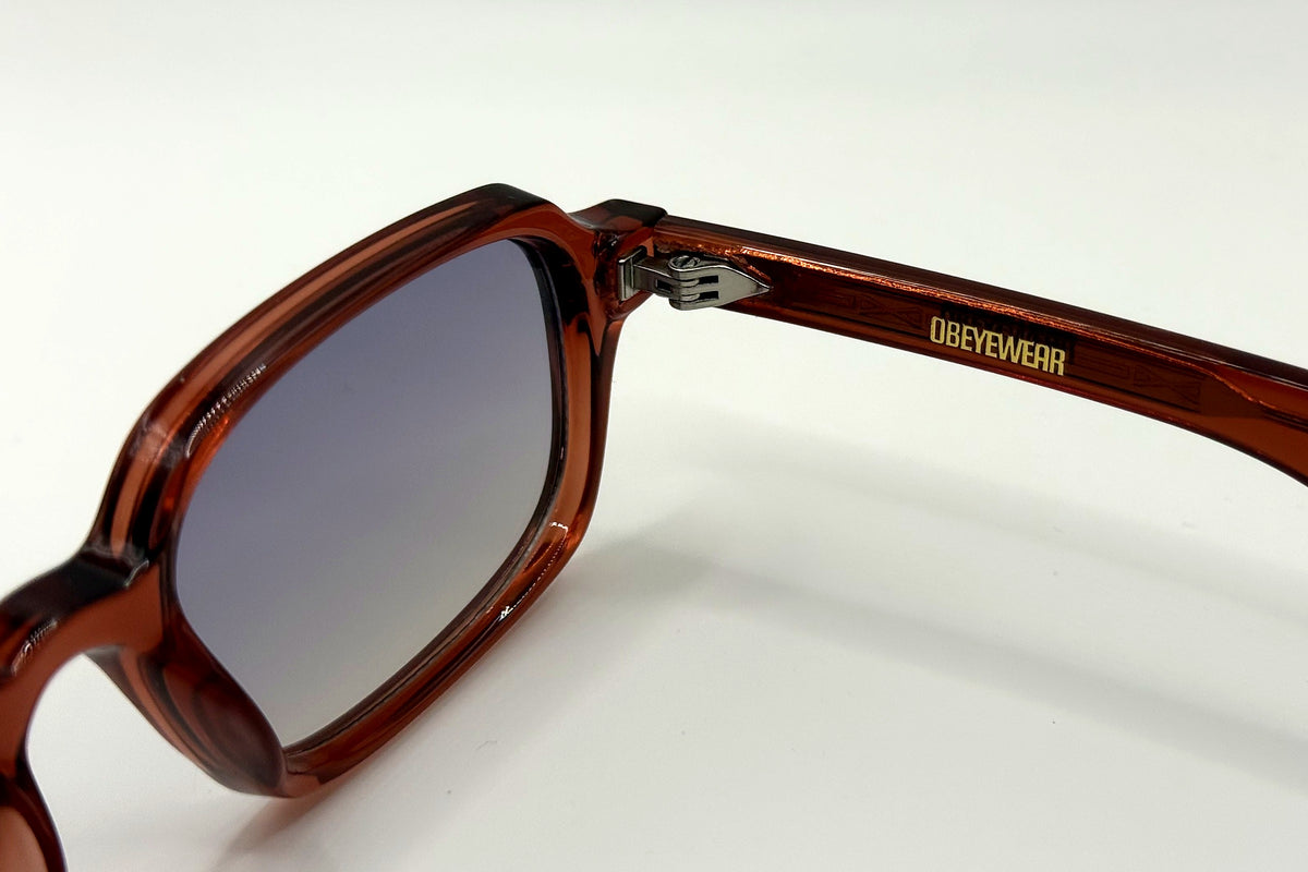 OBE 001 Red sunglasses, temple arm logo