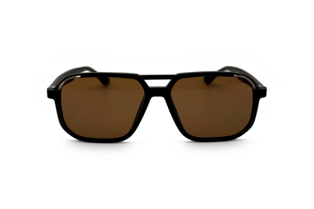 OBE 003 Black with Brown Lens sunglasses, front view
