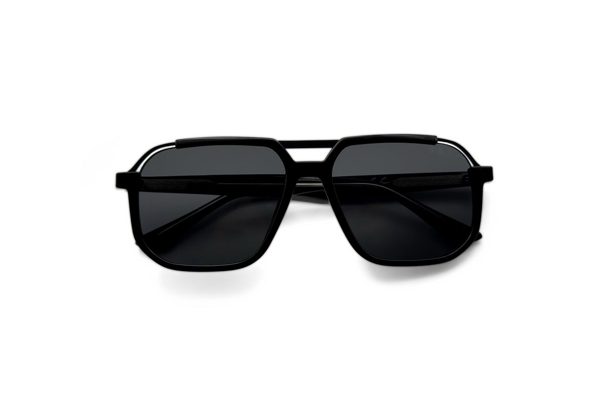 OBE 003 Black with Grey Lens sunglasses, folded