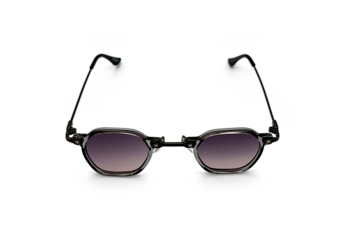 OBE 004 Grey with Purple Lens sunglasses, arms open