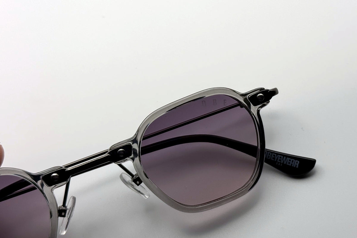 OBE 004 Grey with Purple Lens sunglasses, lens detail