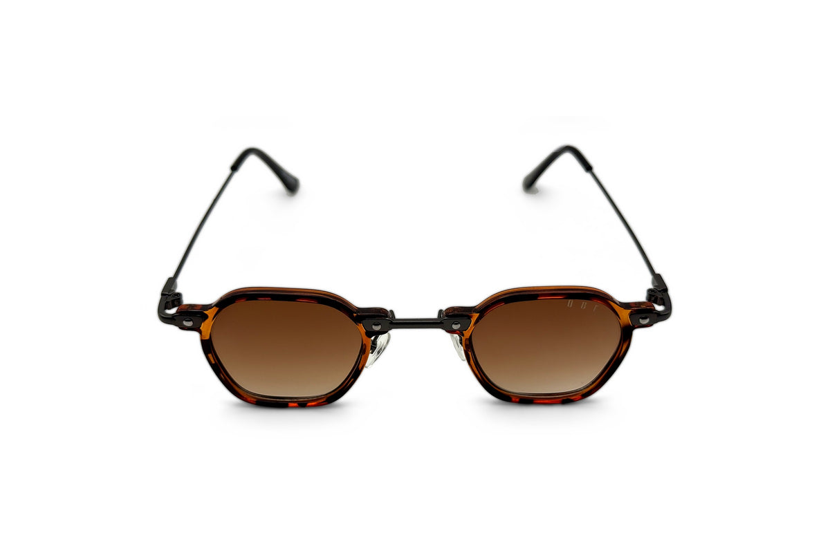 OBE 004 Tortoise with Brown Lens sunglasses, arms open