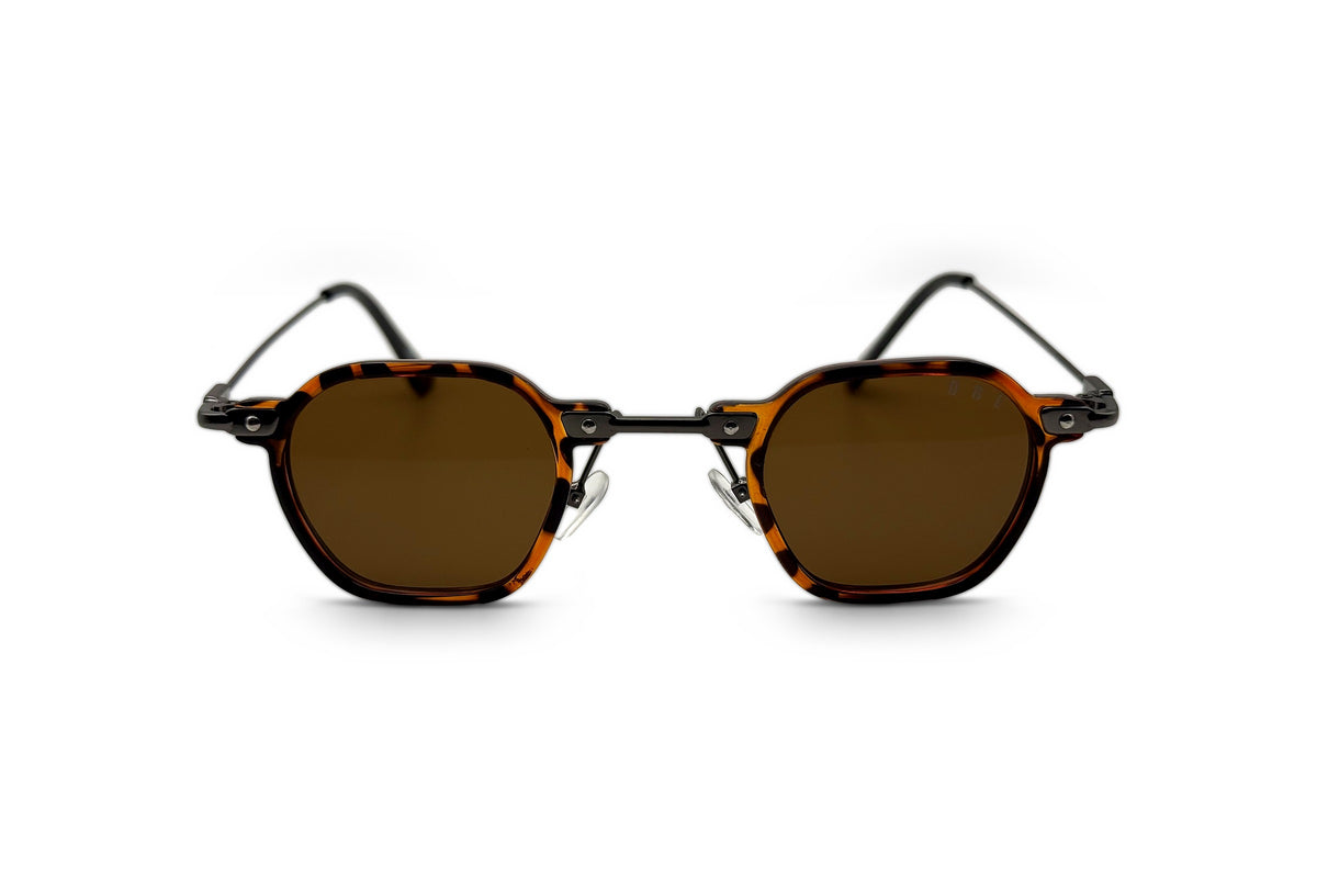 OBE 004 Tortoise with Dark Brown Lens sunglasses, front view